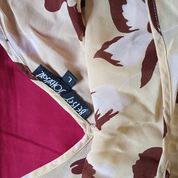 Betsey Johnson Vintage Yellow and Brown Floral Sheer Maxi Dress Size L Spring - Picture 5 of 7